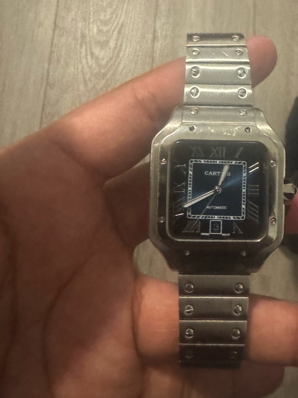 Cartier Stainless Steel Watch With Black Dial
